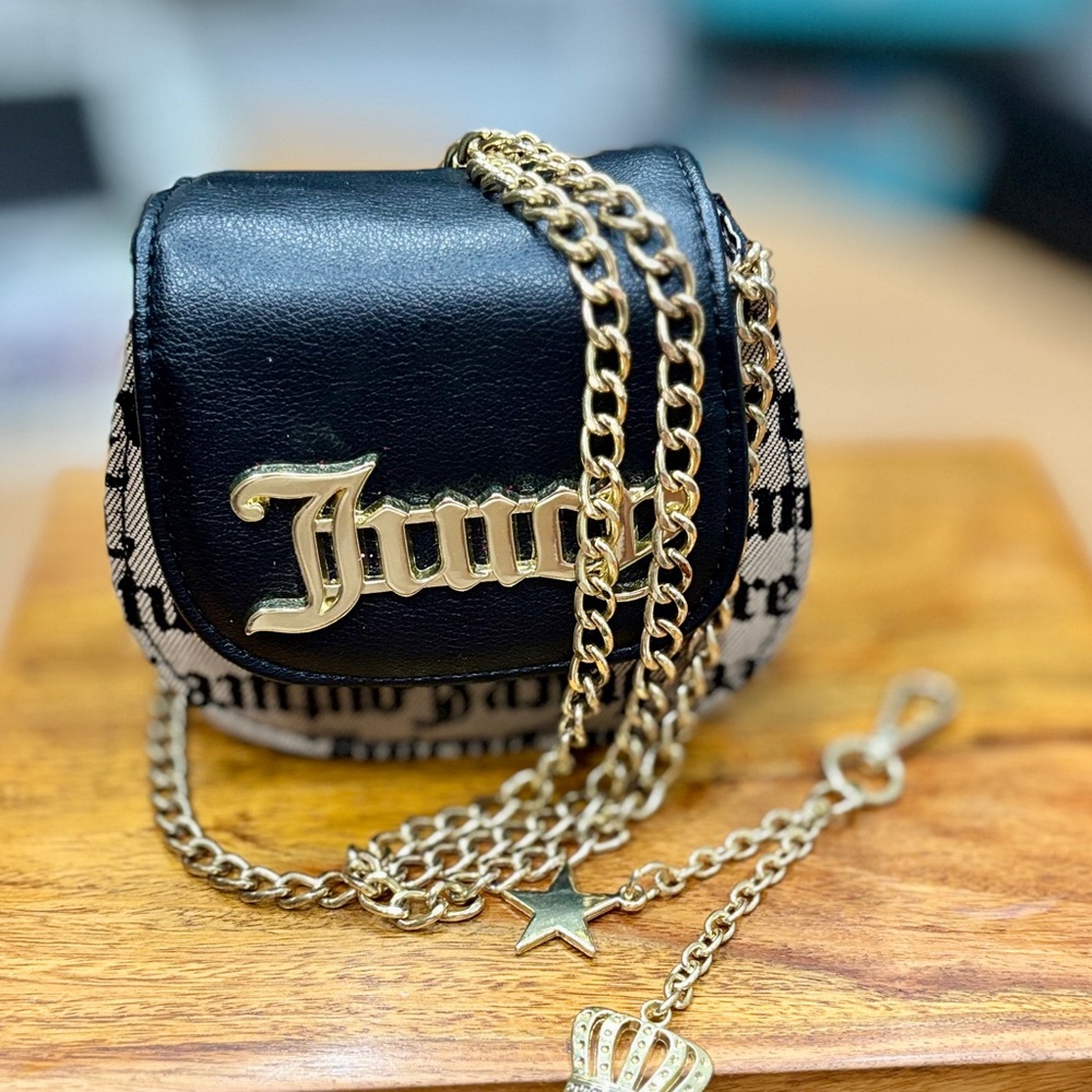Juicy Couture Black and Gold Micro Mini Bag With Keychain